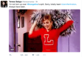 Teresa Sabga @teresamarias 3h I'm not torn up over #Brangelina's split. Sorry, totally team #JenniferAniston. Always have been. GIF t 600 1.2K