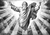 God schept de mens Painting by Julius Schnorr von Carolsfeld.