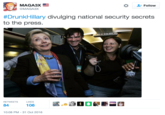 Hilldog. Drank. Pass Out. Drank MAGA3)X MAGA3X Follow #DrunkHillary divulging national security secrets to the press RETWEETS LIKES 84 106 10:08 PM-31 Oct 2016
