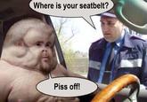 Where is your seatbelt? Piss off!