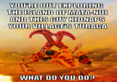 YOU'RE OUT EXPLORING THE ISLAND OF MATA-NUI AND THIS GUY KIDNAPS YOUR UILLAGE'S TURAGA WHAT DO YOU DO?