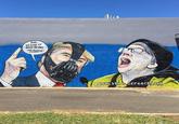 Trump Bane & Luke Crywalker Mural AND WE GIVE /T HE PEOPLE