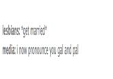 lesbians: *get married* media: i now pronounce you gal and pal