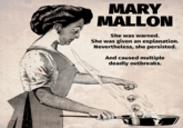 MARY MALLON She was warned. She was given an explanation. Nevertheless, she persisted. And caused multiple deadly outbreaks.