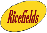 Ricefields yellow text font produce