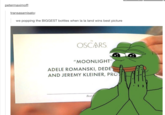 La La Land and Moonlight petermaximoff: transasamisato: we popping the BIGGEST bottles when la la land wins best picture OSCARS MOONLIGHT ADELE ROMANSKI, DEDE 2 AND JEREMY KLEINER, PRO 羽) Best