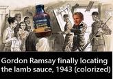 Lamb Gordon Ramsay finally locating the lamb sauce, 1943 (colorized)