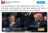 Mobute Tweet Big Sharia Jeb Malmo Φ @Mobute Following put anything on this splitscreen with cruz- an old lady cutting pills in half and eating cat food to survive, a buzzard pecking an eye socket LIVE JUDGE NEIL GORSUCH Supreme Court Nominee SEN. TED CRUZ R-Texas Supreme Court Senate Judiciary Committee GSPAN3 Confirmation, Hart Office Building C-span.org @cspan CUPS& MR. CRUZ