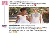 MEFeater Magazine @mefeater Congrats to OITNB's Samira Wiley and Lauren Morelli on finally tying the knot 瞿 VeganMegan @pickedupfloozy THIS HOT ess .@mefeater getting married on the same day as my best friend is absolutely bff goals! Are there any pics of how their husbands look like?