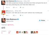 Nick Robinson@Babylonian 26 Nov 2016 their lives pretending they don't think Nick Wilde is hot 4,84 t: 973 2.2K em @emlynns 26 Nov 2016 this just in: nick 'tails was my first crush" robinson has a tucking type 97 Nick Robinson @Babylonian Follow Replying to @emlynns s--- RETWEETS LIKES 4 37