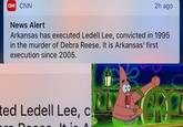 CNN 2h ago News Alert Arkansas has executed Ledell Lee, convicted in 1995 in the murder of Debra Reese. It is Arkansas' first execution since 2005. ted Ledell Lee, c