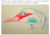 Artistic Interpretation When you have finals to work on, but you spend your time drawing bird memes instead.