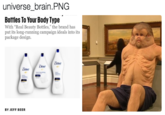 universe brain.PNG Bottles To Your Body Type With "Real Beauty Bottles," the brand has put its long-running campaign ideals into its package design. Dve Doe BY JEFF BEER