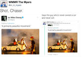 WMMR The Myers @m m myers Shot, Chaser. Says the guy who's never owned a car and never will. lan Miles Cheong f @stillgray Replying to @xvszero WNMIR The Myers @mmes 7m Being temied of people sitting en cars is the new punk rock ouinay A primarily peaceful movement. Replying to xszero A primarily peaceful movement. TelE 522 AM 15 Mav 17