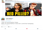 battery acid enema @ChrisRGun -6h NEW VIDEO! Laci Green GONE ROGUE! youtube.com/watch?v:MHM1.g.. #LaciGreen #Feminism #Feminist #AntiSJw #SJW Top 10 Anime Betrayals F1 RED PILLED? わ75 다 100 853 Laci Green @gogreen18 Replying to @ChrisRGun 10% of comments: lmao 90% of comments: k but are u and laci banging 5:52 PM-17 May 17 22 RETWEETS 530 LIKES