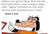 When you go to New York for the first time and u see a black Jeep with "SLprinted on the side driving fast towards your hotel Wait a sec ernsintern hiefkeefsint