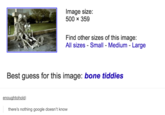 Image size: 500 × 359 Find other sizes of this image All sizes-Small -Medium -Large Best guess for this image: bone tiddies enoughtohold there's nothing google doesn't know