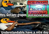 Grape Machine Broke LICE FRESh tg.forever Hey, Gotany grapes GRAPE NACHINE BROKE @otg.forever Understandable have a nice day