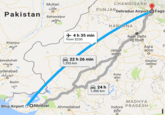 Multan Ho CHANDIGARH PUNJA BDehradun Airport O F--- PakistanBahawalpur HARMAN A 4h35 min from $230 New Delhi Khairpur Jaipur 22 h 26 min awabshah Gwalior olul 1,355 km yderabad Kotai Badin 24 h 1,400 km MADHYA Bhuj Airport OModsar Indore PRADESH