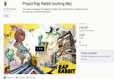 Project Rap Rabbit has fallen short Project Rap Rabbit (working title) By Project Rap Rabbit First created The creators of PaRappa The Rapper and Gitaroo Man combine forces to mastermind an all new, story-led, rhythm-action adventure Follow £162,057 pledged of £855,000 goal 出 2,920 backers 0 seconds to go PLAY Funding Unsuccessful This project's funding goal was not reached about 21 hours ago ROJECT RAP K Project We LoveVideo Games Tokyo, Japan