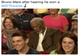 Bruno Mars after hearing he won a #BETAwards GIF