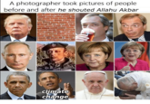 A photographer took pictures of people before and after he shouted Allahu Akbar cimate change
