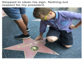 Cleaning Donald Duck's Star Stopped to clean his sign. Nothing but