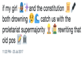 if my girl and the constitution . both drowningcatch us with the proletariat supermajority rewriting that old pos 11:22 PM- 23 Jul 2017