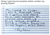 Omg I just found another letter written by young Dylan! Omg I just found another letter written by young Dylan! enius and shul! sheuld also los- Th 6)