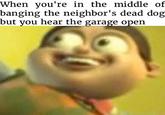 When you're in the middle of banging the neighbor's dead dog but vou hear the garage open
