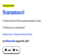 TOP DEFINITION ScaramucC1 A measurement of time, approximately 11 days I'll see you in a scaramucci! #scaramucci #measurement of time by Milkomedia August 02, 2017 I 1640362
