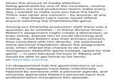 Given the amount of media attention being generated by one of the countless, routine decisions our local production teams make every day, I wanted to make sure you have the facts. There was never any concern - by anyone, at any level -- that Robert Lee's name would offend anyone watching the Charlottesville game Among our Charlotte production staff there was a question as to whether - in these divisive times Robert's assignment might create a distraction, or even worse, expose him to social hectoring and trolling. Since Robert was their primary concern, they consulted with him directly. He expressed some personal trepidation about the assignment and, when offered the chance to do the Youngstown State/Pitt game instead, opted for that game -- in part because he lives in Albany and would be able to get home to his family on Saturday evening. I'm disappointed that the good intentions of our Charlotte colleagues have been intentionally hijacked by someone with a personal agenda, and sincerely appreciate Robert's personal input and professionalism throughout this episode.