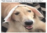 "Tell Cersei. I want her to know it was me."
