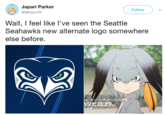 Japari Parker Follow Minoru79 Wait, I feel like l've seen the Seattle Seahawks new alternate logo somewhere else before. カン目ハシビロコウ科ハシビロaウ属 ーシビロコウ oebill