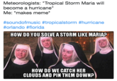 Meteorologists: "Tropical Storm Maria will become a hurricane" Me: *makes meme* Meteorologists: "Tropical Storm Maria will become a hurricane" Me: *makes meme* #soundofmusic #tropicalstorm #hurricane #orland。#florida HOW DO YOU SOLVE A STORM LIKE MARIA? HOW DO WE CATCH HER CLOUDS AND PIN THEM DOWNP