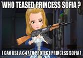 WHO TEASED PRINCESS SOFIA? I CAN USE AK-47 TO PROTECT PRINCESS SOFIA imgflip.com