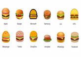 Burger Emojis Microsoft Samsung LG HTC Apple Google Twitter EmojiOne emojidex WhatsApp Facebook Messenger