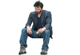 Keanu Reeves sitting standing