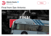 Atlanta Hawks @ATLHawks Follow Final from San Antonio: FINA 1445 marta SPOT A STROKE E
