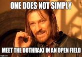ONE DOES NOT SIMPLY MEET THE DOTHRAKI IN AN OPEN FIELD