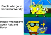 People who go to harvard university People whomst'd've watch Rick and Morty