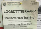 ET5o Elementary Teachers IA 603 Palace S Federation of Ontario Fédération des enseignantes et enseignants de l'élémentaire de l'Ontario Durham Local. Whitby, Or Tel: (905) 666-1122 Fax: (905) 666-5293 LIN 6S5 des 1-800-220-6912 s sa LGGBDTTTIBRAAPP (Lesbian, Gay, Genderqueer, Bisexual, Demisexual, Transgender, T----------, Twospint, Intersex, Bigender, Resexual, Asexual, Allies, Pansexual, Polyamorous) u are Inclusiveness Training ement Ku M ursday Ju 30 p.m. to ps House l m Street (2" for the Durham ETFO Executive, Stewards, and other interested members featuring a presentation by Dr. Barb Perry of UOIT &Durham PFLAG Monday, June 6 from 4-5pm 603 Palace Street, Whitby familiar with current language, sensitive to current issues