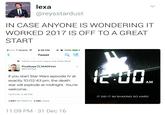 lexa @reysstardust IN CASE ANYONE IS WONDERING IT WORKED 2017 IS OFF TO A GREAT START .oooo T-Mobile 6:36 PM ④び100%)| + , Tweet a% rebels c-- and rogue one bella liked PixelkayeMAGFest @pixelkaye If you start Star Wars episode IV at exactly 10:02:43 pm, the death star will explode at midnight. You're welcome 12/31/16, 2:49 PM IT DID IT IM SHAKING SO HARD 1,067 RETWEETS 1,166 LIKES 11:09 PM 31 Dec 16