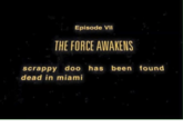 The Force What? Episode vii THE FORCE AWAKENS scrappy doo has been found dead in miami