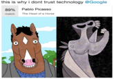 this is why i dont trust technology @Google 89% Pablo Picasso matchThe Head of a Horse