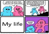 WHAT'S UP WITH THAT IHIRED A SNIPER TO PUT ME RED DOT ON YOUR HEAD? OUT OF MY MISERY IF IEVER DO SOMETHING PAINFULLY EMBARRASSING 丿し。 GOODBYE FRIEND My life THIS COMIC MADE POSSIBLE THANKS TO BRIAN ZIMMERMAN MRLOVENSTEIN.COM