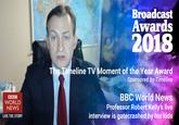Broadcast Awards 2018 eline TV Moment of the Year Award Sponsored by Timeline BBC World News interview is gatecrashed by his kids WORLD NEWS LIVE THE STORY Professor Robert Kelly's li