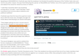 Speaking to DANGEROUS, Chylinski says that his employer terminated his position because of the Twitter hate mob, and not for any other reason. He says that following the uproar on ResetERA and Twitter, two of his superiors pulled him aside and asked if he stood for what he wrote on Twitter. I said that I honestly didn't see anything wrong with it," he said. “I don't feel like I need to pretend [not to know about statistics and political realities]." Queenie @queer queenie Chylinski says that the issue his superiors took issue with the most was, strangely enough, his tweet about identifying as an attack helicopter. Charlie "Subnautica v1.0" Cleveland Follow Flayra "They began asking me how I would react if they hired a Muslim or trans person. I said I'd debate them like anyone else on the team if l disagreed with them," said Chylinski. "They said that this would create an unwelcoming working environment and that they see it as a problem that almost only white men are working there, and they need more diversity and that what I said would make that difficult to achieve." Would you prefer we added the option to play as a woman in @Subnautica, or improve the core game? 26% as a 74% ! core 189 votes Final results 8:13 pm 03 Feb 18 The sound designer was quick to defend his former employers to DANGEROUS. "These guys are not bad people. I don't want to paint them that way," he said. "They are very talented and on a personal level they are nice to be around. 261 RETWEETS 778 LIKES On Kotaku, game director Charlie Cleveland wrote: "Over the weekend we discovered that one of our team members had made many hateful statements online that are against our company values. After discussing the matter with him, we decided to stop working with him immediately."