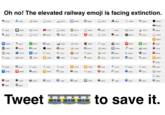 Oh no! The elevated railway emoji is facing extinction 517256 503457 487858 513236 500779 403886 490472 489646 489189 485425 Y484237 ロ483645 477428-471912 046aes f瓮462113 -es27-44502, 439411 436450 à426680 止425367 D 424107 西421239 숯루 416645 ー416231 9411258 5 40m23 @407700 目407 s44-401454 797 400677 M 396896 395137-393741 392697 AB 391262 387672 353011 垒337917 · -331060 ·20884 317926 i, 311356 9,071” i, 298748 R297962 ず -280045 g277336 9,54542 252077 幽240574 3-46068 수245431 0 2453” や230289 237718 234342 "233329、229297 228764 a 226235 224501 220se" 219431- a 21e012 G 21seoe -214401 214149-200soe -20e16, 。207867 334118 289810 수275776 o 273734-272132 𩠐271487- 267707 會266012 Δ200079 罏257464 @255722 27ee“ 2754” 268747 有 227884 月 215800 217034 サ 207585 0206826 奉20seas R 205787-200334 申 L 148626 197999 193032 188601 165545 155206 151811 148052 0130808·127842-127350 125103 0121899 e 1 IllI 106494 120094 110851 103862 103231 103157 100808 91908 85256 Tweet to save it