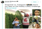 Aminah McKenzie @aminah_mck Follow Snapchat vs. Instagram Here's our take on the Hobby Lobby Challenge || @inamiarait